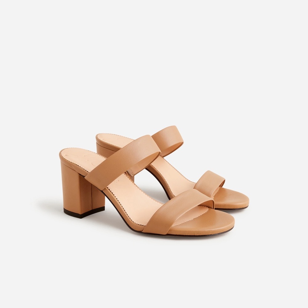 Lucie double-strap block-heel sandals size 6.5 in color light caramel